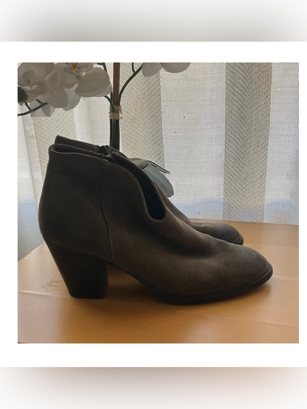 Paul Green Women's Gray Suede Ankle Boots Leather Zipper Heeled Size UK 6.5 US 9